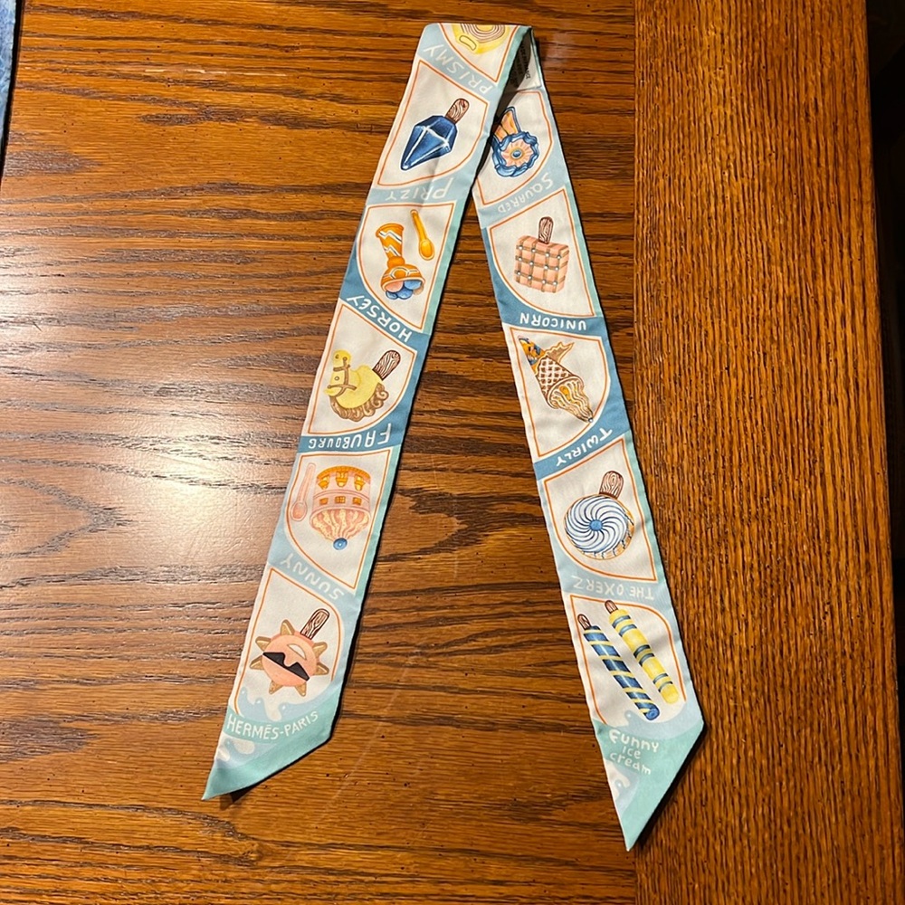 Hermes Silk Twilly Scarf (Popsicle Theme)